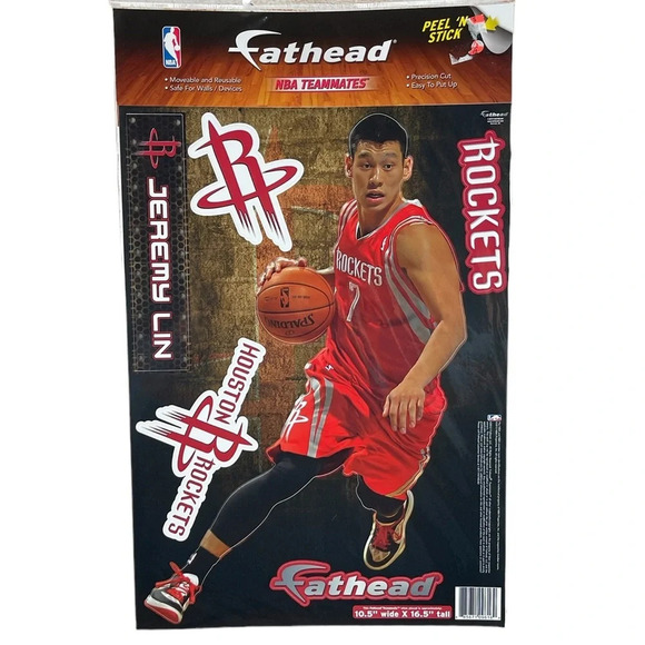 New Fathead Houston Rockets NBA Basketball Jeremy Lin Wall Decal Sticker - Picture 1 of 4